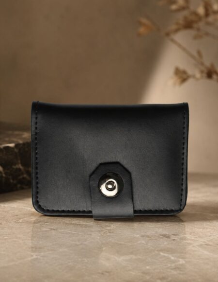 Magnetic Button Lock Synthetic Wallet | Stylish & Secure